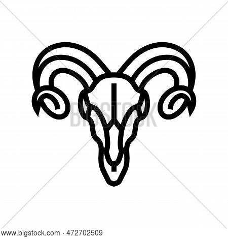 Skull Ram Horn Animal Line Icon Vector. Skull Ram Horn Animal Sign. Isolated Contour Symbol Black Il