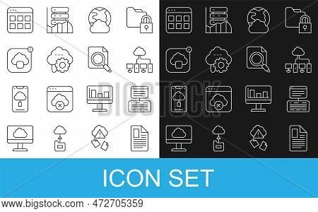 Set Line File Document, Server, Data, Web Hosting, Computer Network, Social, Cloud Technology Data T