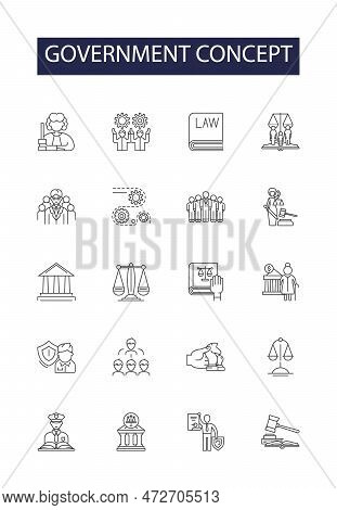 Government Concept Line Vector Icons And Signs. Regulation, Legislation, Bureaucracy, Governance, So