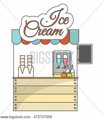 Vector Ice-cream Local Street Market Flat Illustration