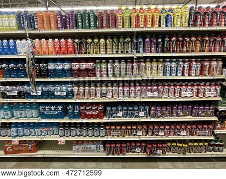 Grovetown, Ga Usa - 10 22 22: Grocery Store Sports Drink Section Powerade And Body Armor