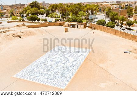 Maybod, Iran - 15th June, 2022: Top View Castle Yard In Ancient City Of Maybod. Iran. Property Of An
