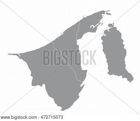 Brunei Administrative Map Isolated On White Background