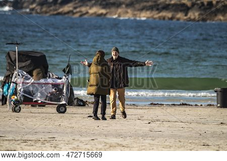 Portnoo, County Donegal, Ireland - March 07 2023 : Niall Williams Enjoying The Filming Of For Letter