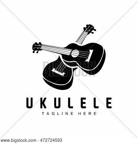 Minimalist Ukulele Music Logo Design, Ukulele Guitar Vector. Ukelele Logo Design