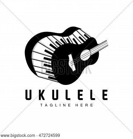 Minimalist Ukulele Music Logo Design, Ukulele Guitar Vector. Ukelele Logo Design