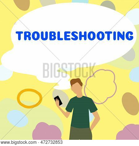 Text Caption Presenting Troubleshooting. Business Overview An Act Of Investigating Or Dealing With I
