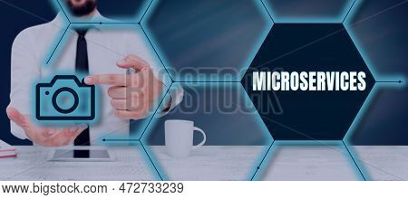 Sign Displaying Microservices. Word For Software Development Technique Building Single Function Modu