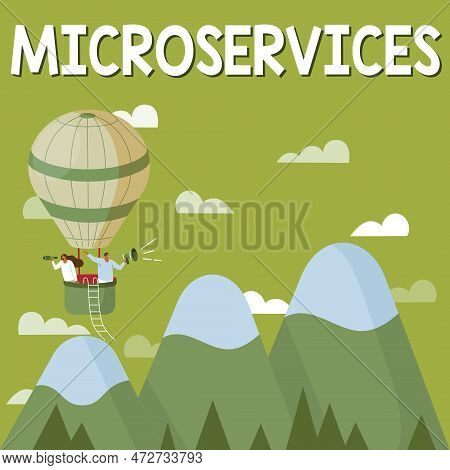 Sign Displaying Microservices. Business Idea Software Development Technique Building Single Function