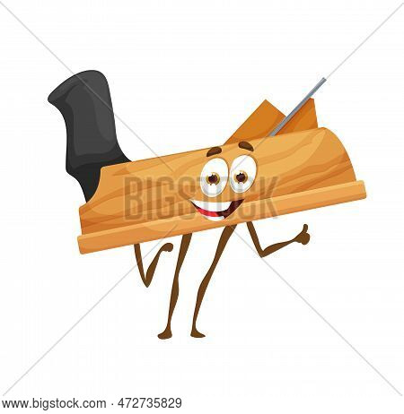 Cartoon Jack Plane, Diy And Construction Tool Character, Vector Funny Personage. Repair And Building