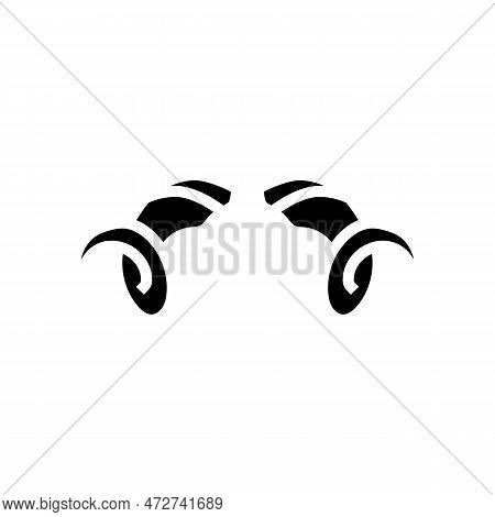 Ram Horn Animal Glyph Icon Vector. Ram Horn Animal Sign. Isolated Symbol Illustration