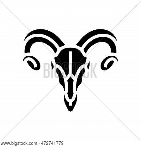 Skull Ram Horn Animal Glyph Icon Vector. Skull Ram Horn Animal Sign. Isolated Symbol Illustration