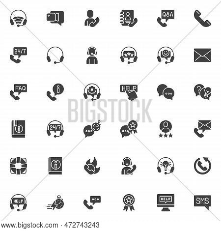 Technical Support Vector Icons Set, Modern Solid Symbol Collection, Filled Style Pictogram Pack. Sig