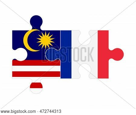 Connected Puzzle Of Flags Of Malaysia And France, Vector
