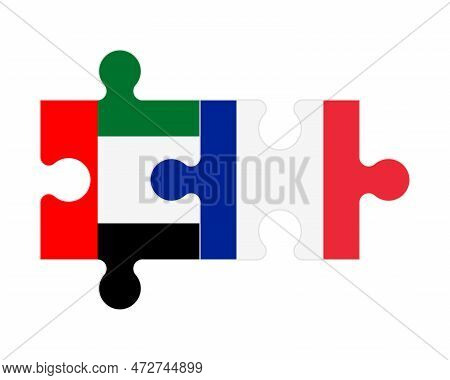 Connected Puzzle Of Flags Of United Arab Emirates And France , Vector