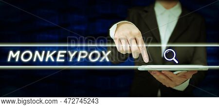 Sign Displaying Monkeypox. Word For Poxvirus Of Africa Caused By Chiefly In Wild Rodents And Primate