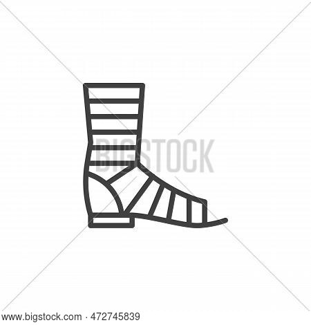 Gladiator Sandal Line Icon. Linear Style Sign For Mobile Concept And Web Design. Gladiator Shoes Out