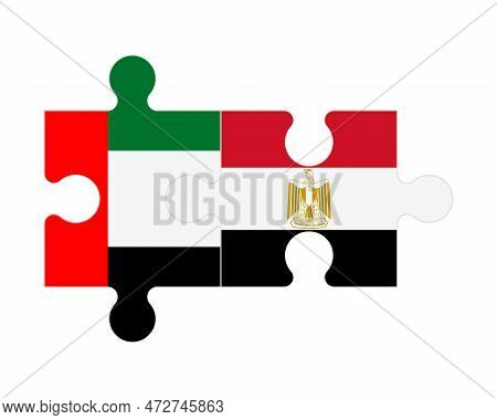 Connected Puzzle Of Flags Of United Arab Emirates And Egypt, Vector