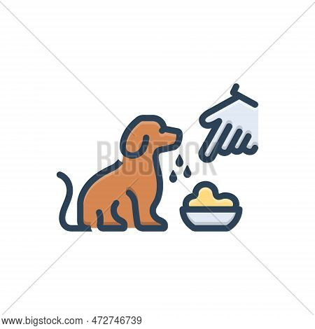 Color Illustration Icon For Conditioning Dog Mongrel Fead Dog-feed Puppy Veterinarian Pedigree Domes