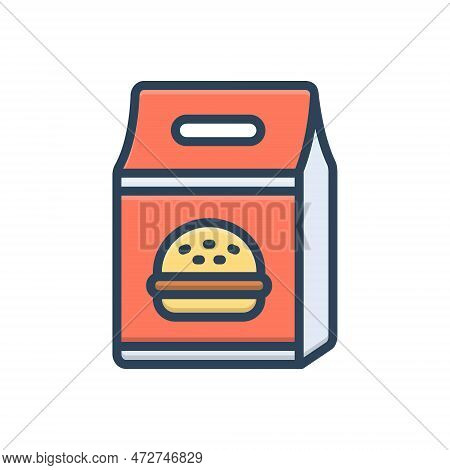 Color Illustration Icon For Packed Rolled Girded Wrapped Food Snack Pouch Container
