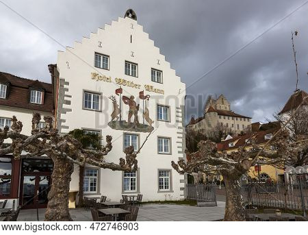 Meersburg, Germany - March 12, 2023: Hotel Wilder Mann In Meersburg. Above Meersburg Castle