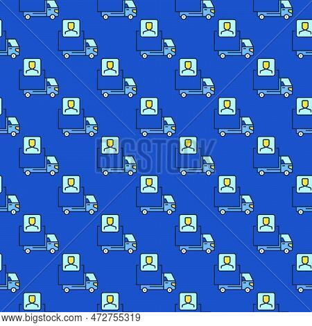 Delivery Truck With Trucker Vector Concept Colored Seamless Pattern