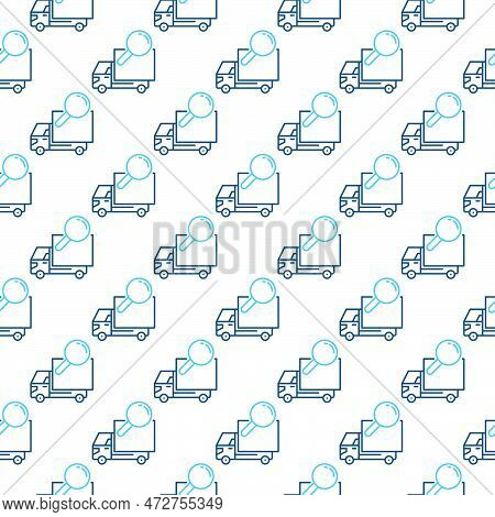 Delivery Truck With Magnifying Glass Vector Trucks Search Concept Seamless Pattern In Outline Style