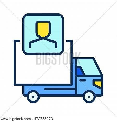 Delivery Truck With Trucker Vector Concept Colored Icon Or Design Element