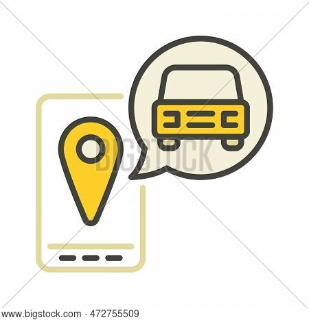 Smartphone With Carsharing App Vector Concept Colored Icon Or Logo Element