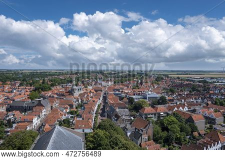 City View, View From Sint Lievensmonstertoren. Zierikzee In The Provinz  Zeeland In The Netherlands