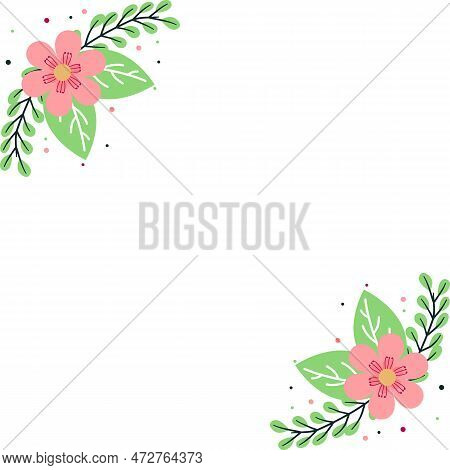 Two Botanical Natural Floral Flower Pestal Frame Illustration