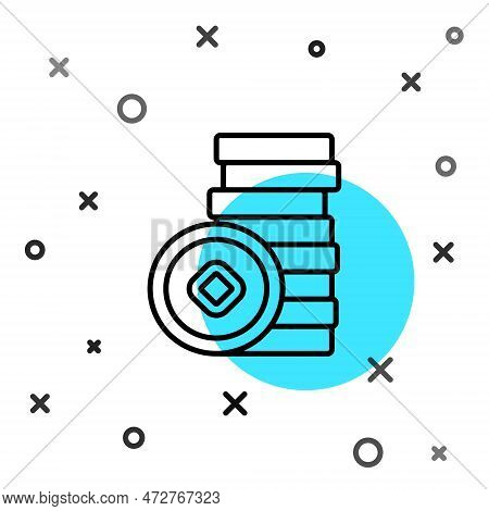 Black Line Chinese Yuan Currency Symbol Icon Isolated On White Background. Coin Money. Banking Curre