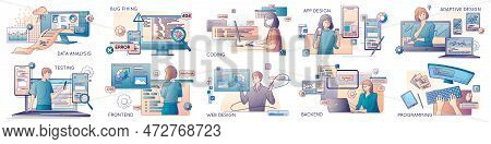 Software Development Backend Data Analysis App Design Frontend Testing Flat Set With Programmers Dur