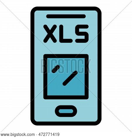 Phone Xls Icon. Outline Phone Xls Vector Icon For Web Design Isolated On White Background Color Flat