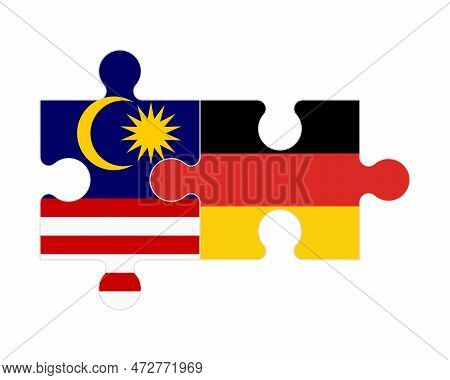 Connected Puzzle Of Flags Of Malaysia And Germany, Vector