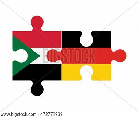 Connected Puzzle Of Flags Of Sudan And Germany, Vector