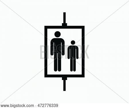 Elevator Lift Man Stick Figure Up Down Person People Icon Black White Silhouette Symbol Sign Graphic
