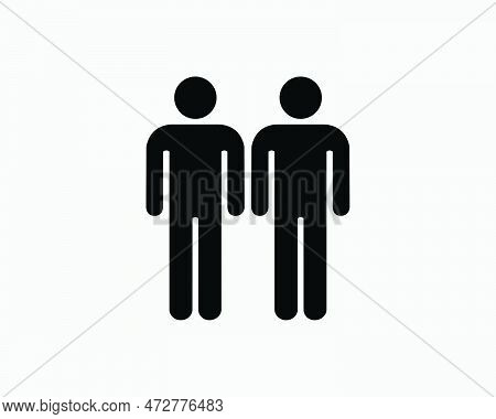 Gay Couple Stick Figure Two Man Men Lgbtq Lbgt Homosexual Icon Black White Silhouette Sign Symbol Ve