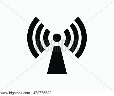 Non-ionizing Radiation Symbol Icon Wireless Wifi Network Signal Wave Vector Black White Silhouette S