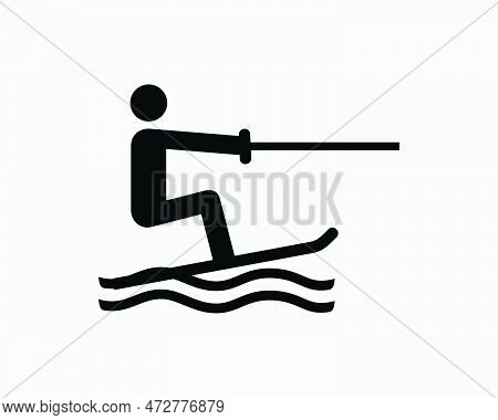 Wakeboarding Icon Wake Boarding Extreme Water Sports Activity Vector Black White Silhouette Symbol S