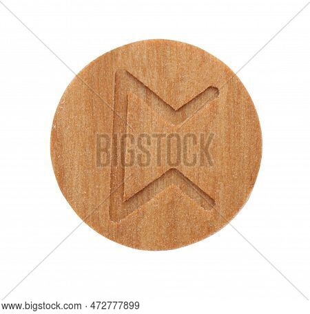Wooden Rune Perth Isolated On White, Top View