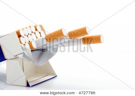 Box Of Cigarettes Over White