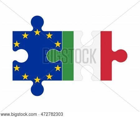 Connected Puzzle Of Flags Of Algeria And Italy, Vector