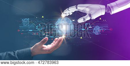 Ai Smart Manufacturing And Hitech To Communicate With Humans For Upskill Reskill. Ai Connection Auto
