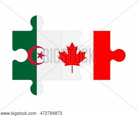 Connected Puzzle Of Flags Of Algeria And Canada, Vector