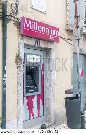 Lisbon, Portugal - December 4, 2022: Atm Of Millennium Bcp Bank.