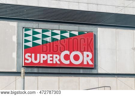 Lisbon, Portugal - December 6, 2022: Logo Of Supercor Shop.
