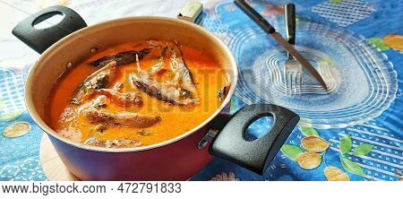 Baked Fish Ready To Be Served, Typical Dish Of Some Regions.