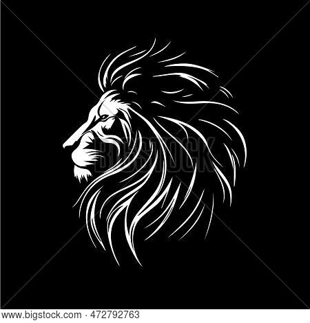 Lion Head Dotwork Tattoo With Dots Shading, Depth Illusion, Tippling Tattoo. Hand Drawing Bird Emble