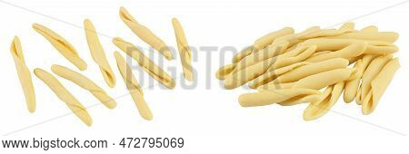 Typical Calabrian Pasta Called Maccheroncini Also Known As Maccheroni Isolated On White Background. 